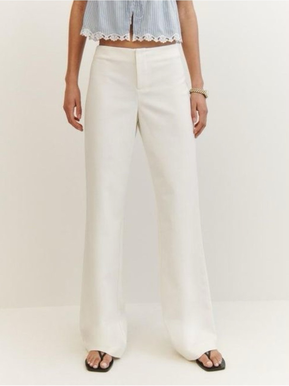 NWT Reformation Vida Linen Low Rise Pants White 8